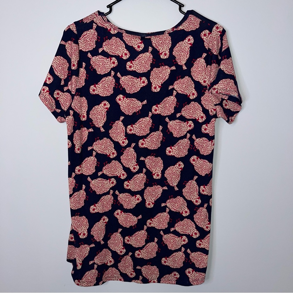 LuLaRoe Navy and Red Bird Pattern Short Sleeve Top - Picture 4 of 4